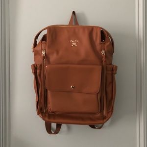 Miss Fong Carmel Leather Diaper Bag Backpack